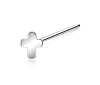 Plus Shaped Silver Straight Nose Stud NSKA-06